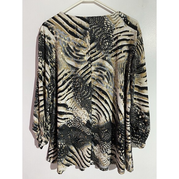 Cocomo Popover Top XL Animal Print Abstract Artsy Cocktail Old Money Office - Picture 2 of 8